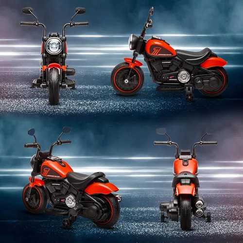 Vista 8 de Aosom Motocicleta para niños con ruedas de entrenamiento, juguete de 6V para montar para niños de 18 a 48 meses, motocicleta a batería para niños