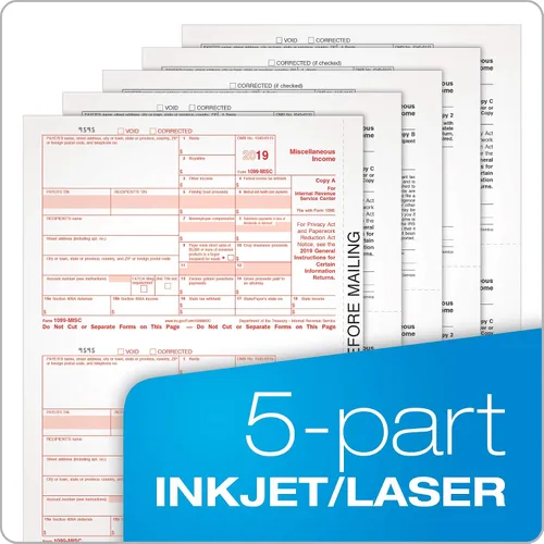 Vista 3 de TOPS Formularios MISC 1099 2019, Formularios de impuestos de 5 partes, 50 destinatarios Formularios láser/inyección de tinta, 3 formularios