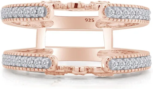 Vista 2 de SAVEARTH DIAMONDS Anillo de protección de catedral de grano de muissanita de corte redondo creado en laboratorio de 13 quilates en oro de 14
