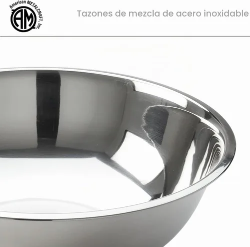 Vista 5 de American Metalcraft - Tazón para mezclar de acero inoxidable de 2 cuartos de galón, plateado