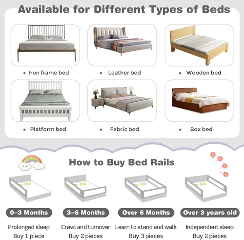 Vista 6 de BABY JOY Riel de cama para niños pequeños, 69 pulgadas, extra largo, altura ajustable y plegable, protector de riel de cama de bebé con bolsillo