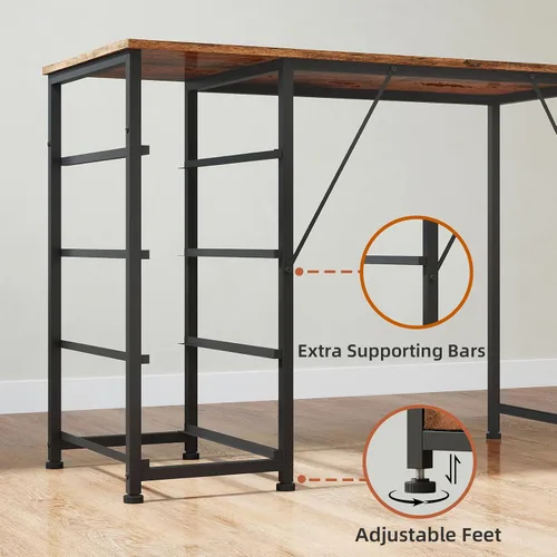 Vista 8 de Somdot Escritorio pequeño para computadora con 4 cajones para dormitorio, escritorio simple de oficina en casa de 39 pulgadas, mesa de estudio