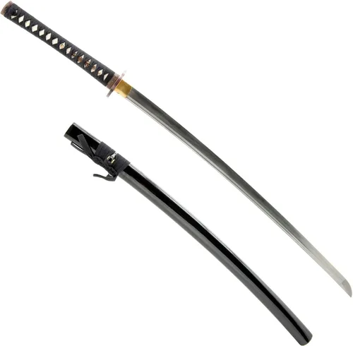 Vista 8 de HMS Hand Forged Carbon Steel Black Wooden Scabbard Samurai Katana Sword