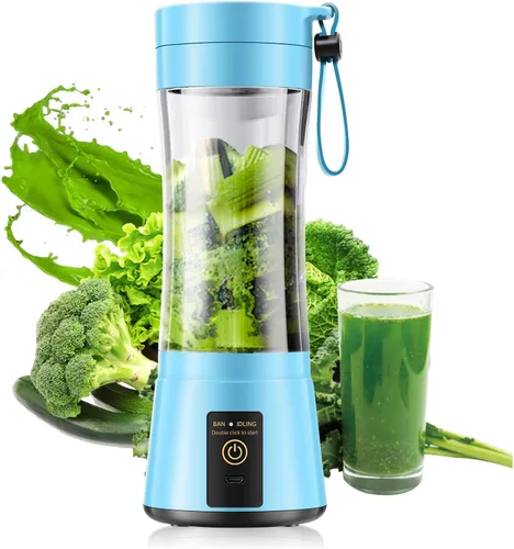 Vista 11 de Licuadora portátil de tamaño personal, taza de viaje de 12 onzas para hacer batidos y batidos, inalámbrica y recargable por USB, recién exprimida