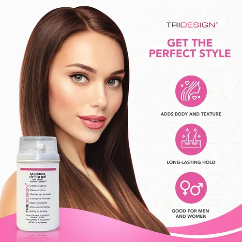 Vista 3 de TRI Sculpture - Gel para peinar el cabello para sujeción media con brillo, gel para el cabello para hombres y mujeres, añade cuerpo, textura