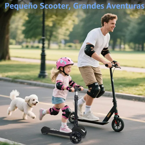Vista 7 de Electric Scooter for Kids Ages 3-12, 3 Adjustable Heights, 5MPH Safe Speed Negro