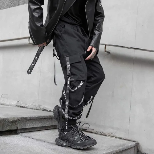 Vista 7 de DUDHUH Pantalones cargo para hombre Techwear Hip Hop Harem Pantalones Streetwear Fashion Tactical Track Jogger Pantalones