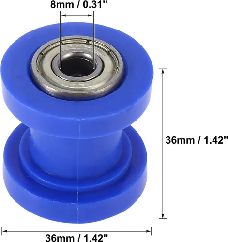 Vista 3 de Motoforti 2 piezas 0.315 in cadena tensor rodillo deslizante polea rueda loca para motocicletas azul