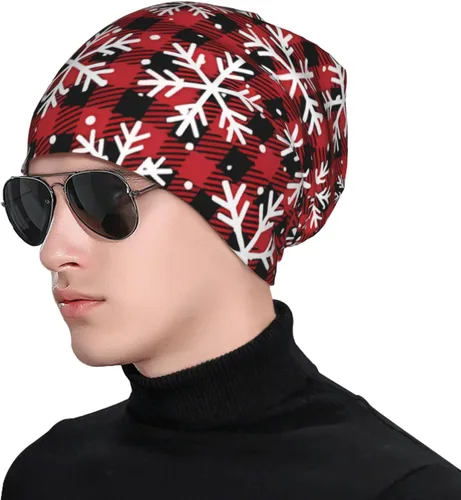 Vista 6 de Gorros de punto con temática navideña, diseño de copo de nieve, gorro elástico holgado para mujeres y hombres