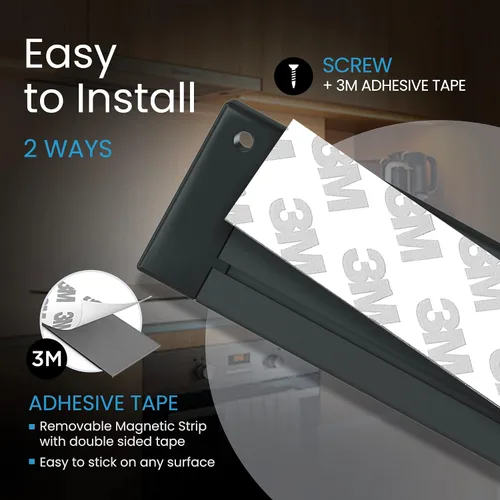 Vista 6 de EShine Paquete de 3 luces LED regulables inteligentes negras de 7 pulgadas para debajo del gabinete, compatible con Alexa, Google, blanco cálido