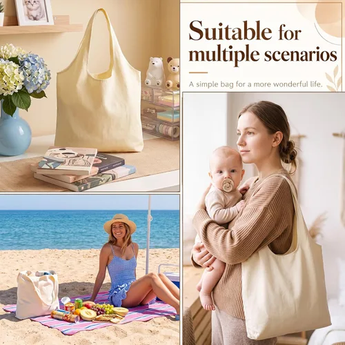 Vista 6 de Paterr Bolso tote de rayas de verano para mujer Beige