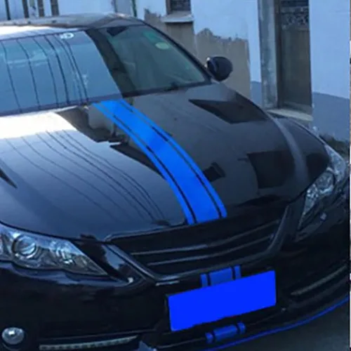 Vista 4 de 2 piezas de calcomanías para capó de coche, calcomanías de vinilo de carreras modificadas, decoraciones para parachoques del capó, calcomanías