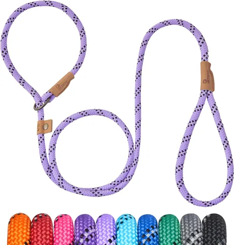 Vista 17 de Correa Deslizante de 5 Pies para Perro, Correa de Cuerda Resistente para Perros Pequeños, Medianos y Grandes, Correa de Entrenamiento Sin Tirones