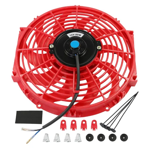 Vista 16 de JDMSPEED Nuevo ventilador universal delgado de 12V para radiador eléctrico, empuje/tirar, 7" de pulgada, kit de montaje negro, 10 aspas