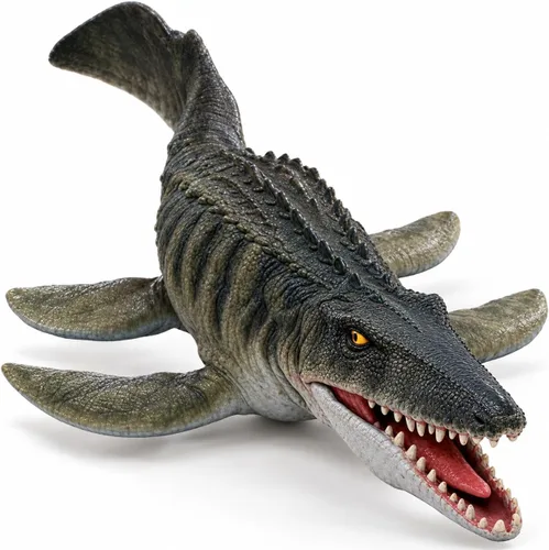 Vista 6 de Figura de acción de Mosasaurus, juguete realista de dinosaurio de mandíbula ancha, monstruo marino Mosasaurus, modelo de animal oceánico de plástico