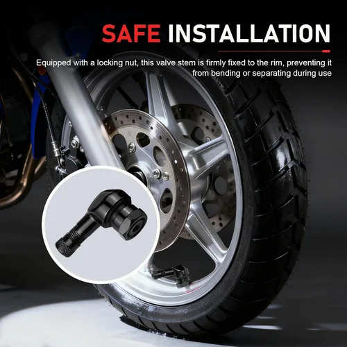 Vista 7 de 2 vástagos de válvula de neumático de motocicleta, aleación de aluminio CNC de 90 grados, universales para neumáticos sin cámara de 0.394 in a 0.445