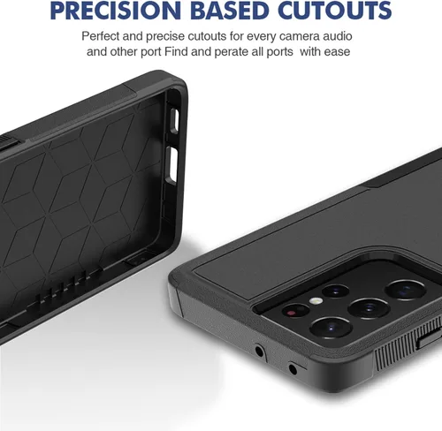Vista 6 de Funda para Samsung Galaxy S21 Ultra: funda protectora de doble capa resistente para teléfono celular, a prueba de golpes, con protector de pantalla