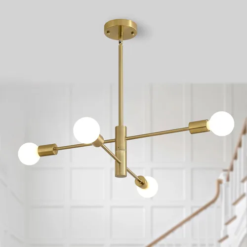 Vista 12 de HHR Candelabro Sputnik de 4 luces, Candelabro Moderno Negro Lámpara de Techo, Candelabros de Altura Ajustable para Comedor Isla de Cocina