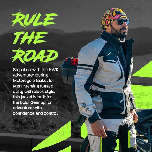 Vista 4 de Chaqueta de motocicleta para hombres para viajes y aventuras, reforzamiento CE, a prueba de agua, AVD, para las 4 estaciones