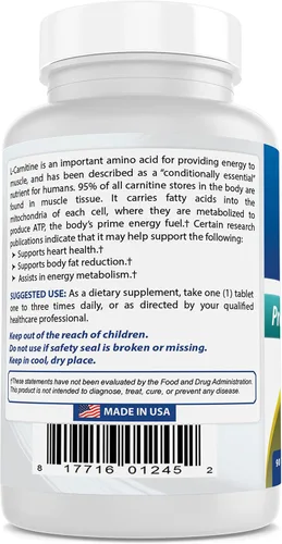 Vista 4 de Best Naturals Tartrato de L-carnitina 500 mg 90 comprimidos (90 unidades (paquete de 3))