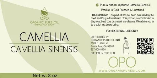 Vista 2 de OPO Aceite de semilla de camelia, 8 onzas, puro, sin refinar, prensado en frío, sin OMG, aceite portador japonés a granel para piel, cabello, uñas