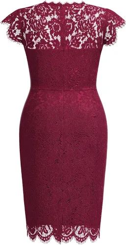 Vista 6 de Miusol Vestido de fiesta de noche formal sin mangas de encaje retro para mujer
