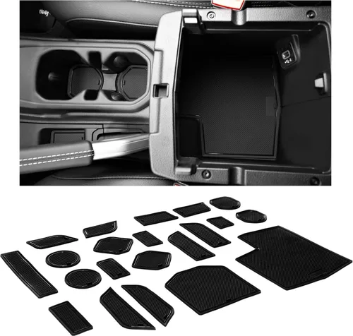 Vista 10 de Compatible con accesorios Jeep Compass 2018-2021 - Insertos de portavasos antideslizantes para interiores de alta calidad, antipolvo, tapetes