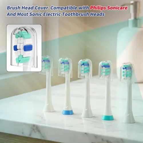Vista 3 de Funda de viaje para cepillo de dientes compatible con cepillo de dientes eléctrico Philips Sonicare y 6 fundas reutilizables para cabezales