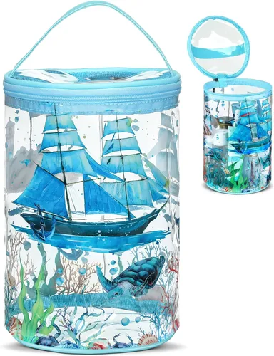 Vista 8 de Sanwuta - Neceser de regalos de playa, resistente, transparente, para loción, bolsas de aseo para viajes, protector solar, maquillaje, estuche