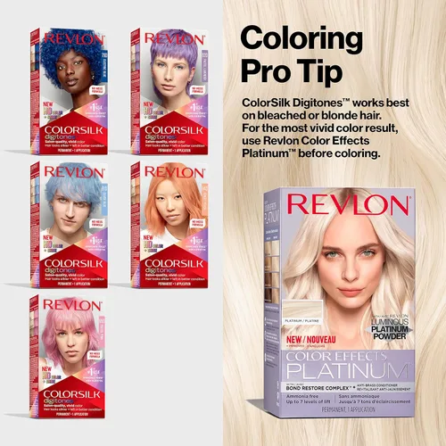 Vista 5 de Revlon ColorSilk Digitones - Tinte permanente para el cabello con queratina, azul plateado 91D, 1 unidad