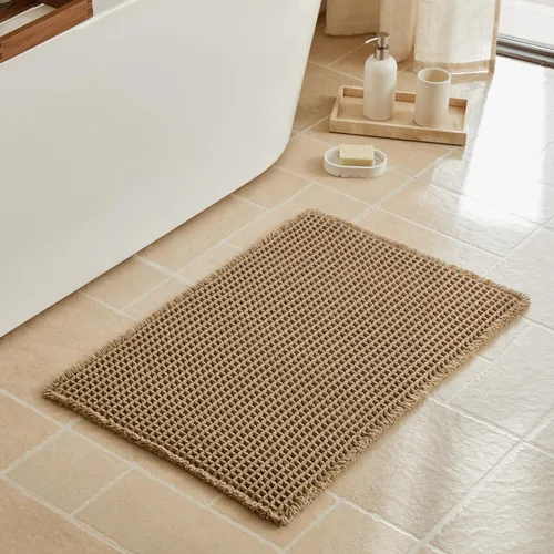 Vista 115 de Triohero Tapete de baño con diseño de gofre, tapete de baño pequeño y bohemio, antideslizante, lavable, ultra suave, súper absorbente, de secado
