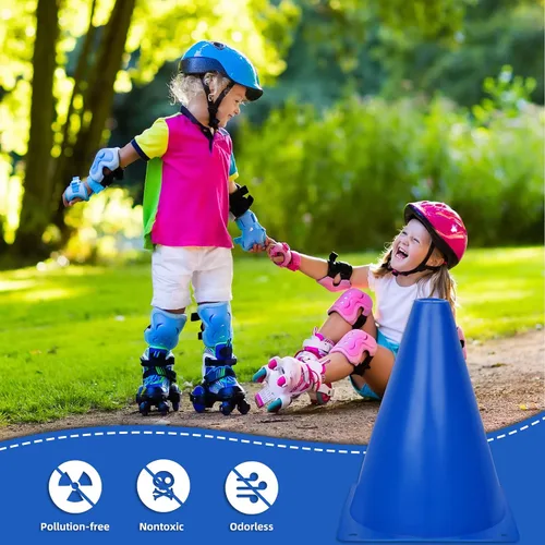 Vista 6 de Win SPORTS Juego de conos de tráfico de plástico para entrenamiento, conos de agilidad para interiores y exteriores y eventos festivos