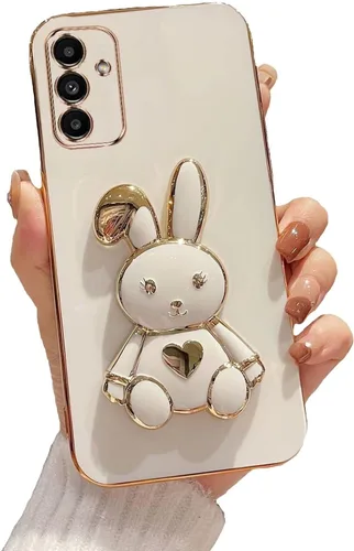 Vista 29 de Funda con soporte de conejo de corazón para Samsung Galaxy A10, cubierta protectora de TPU suave galvanizada a prueba de golpes con bonito soporte