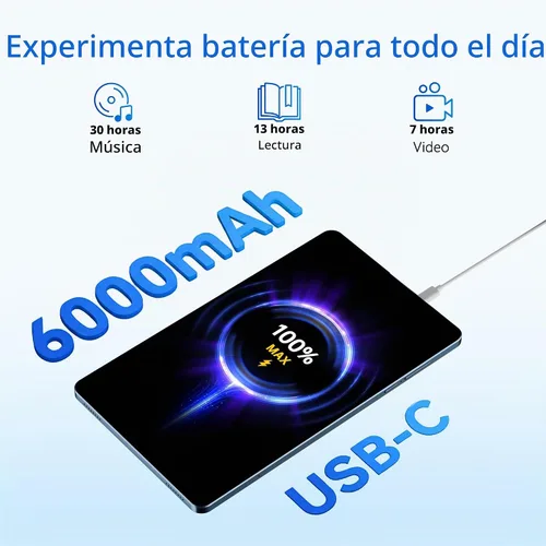 Vista 6 de Tablet Android de 10 pulgadas Tablets Android 16, Gemini AI, pantalla de 120Hz, 20GB RAM, 64GB ROM+2TB expandible, Widevine L1, 6000mAh, GPS, Face