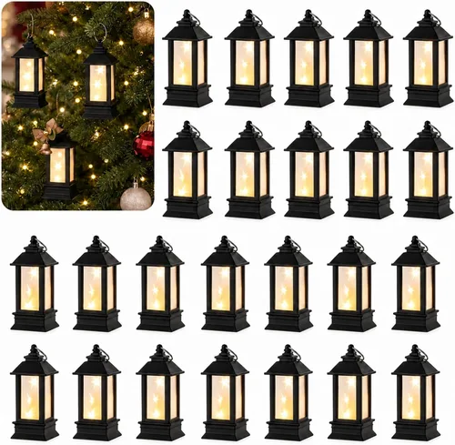 Vista 9 de Paquete de 24 mini linternas negras decorativas para interiores