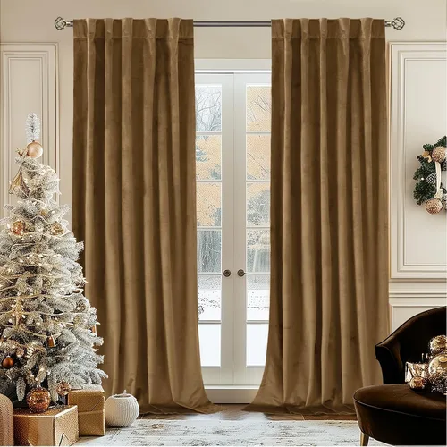 Vista 60 de BGment Cortinas de terciopelo rosa polvoriento, 2 paneles de 84 pulgadas, 2 paneles para sala de estar, aislamiento térmico de lujo, reducen