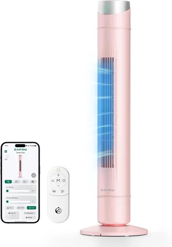 Vista 53 de ZAFRO Ventilador de torre inteligente para dormitorio, ventilador de torre oscilante de 120°, 28 pies/s de alta velocidad, 12 velocidades, 4 modos