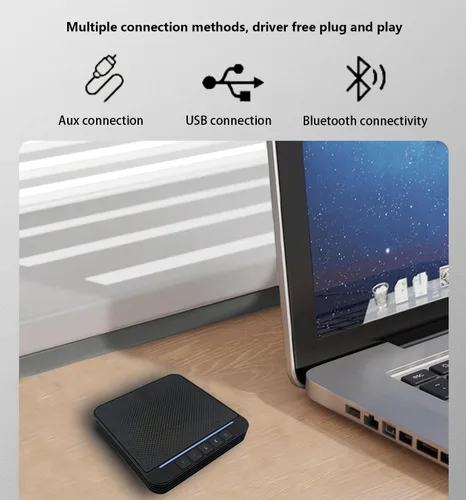 Vista 5 de LVC200B Micrófono omnidireccional para sala de conferencias con altavoz, 8 horas de uso, conexión Bluetooth a PC, reducción de ruido inteligente