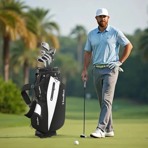 Vista 7 de Bolsa de golf NovaTour con soporte - Bolsa de golf ligera con soporte y divisores de 7 vías, doble correa, bolsillo impermeable, funda aislada, asas