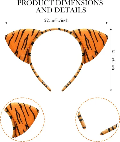 Vista 3 de Cindeer 3 Pcs Zoo Animal Ear Costume Headband Jungle Safari Plush Ear Hair Hoop for Adult Animal Party Cosplay Prop