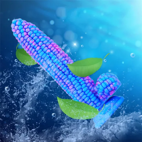 Vista 5 de Monster Consolador Colorido Grano Grande Maíz Adulto Sexo Juguete con Fuerte Ventosa 8 Pulgadas Flexible Suave Consoladores Vegetales - Azul