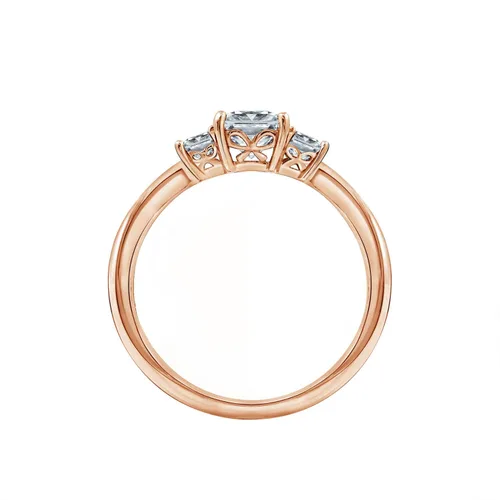 Vista 2 de Tienda Essentials Anillo de plata de ley chapada en platino o oro con 3 piedras de corte princesa hecho con circonitas Infinite Elements