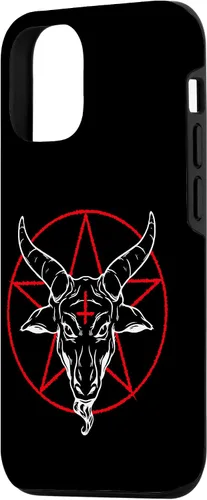 Vista 2 de iPhone 12/12 Pro Baphomet cabra - Estuche Satánico Pentagrama