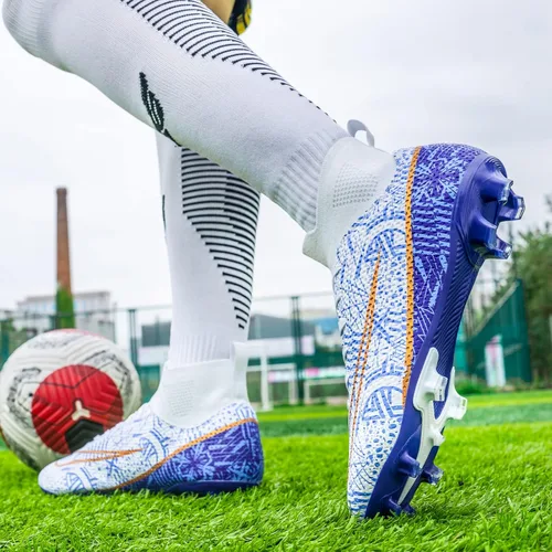 Vista 5 de HAIMIAH Zapatos de fútbol para hombre y mujer, zapatos de fútbol con suela dorada, zapatos de fútbol para estudiantes, zapatos de entrenamiento