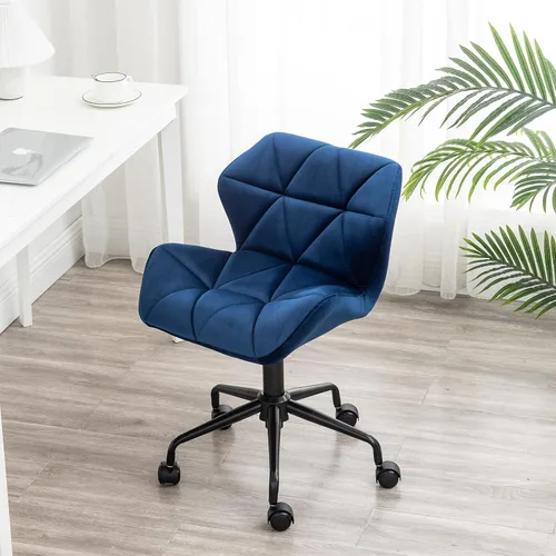 Vista 4 de Roundhill Furniture Eldon Diamond - Silla de oficina giratoria ajustable con diseño capitoné, color gris y azul