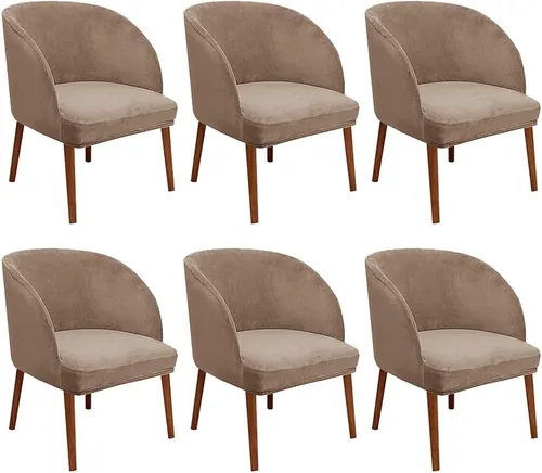 Vista 16 de Juego de 2 fundas de terciopelo elástico para sillas de comedor, con respaldo curvo moderno, protector de silla para sala de estar, dormitorio, Beige