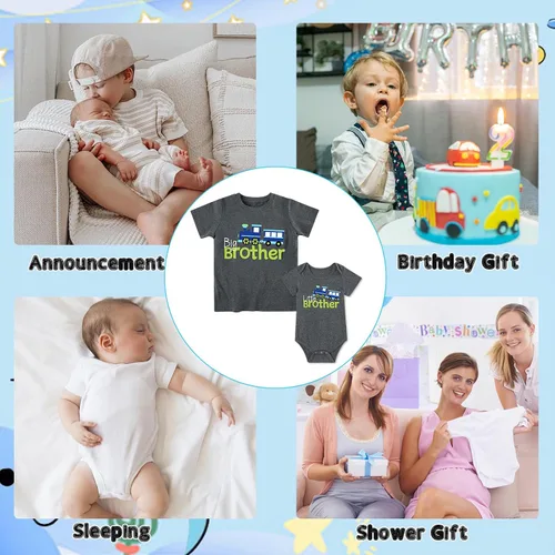 Vista 6 de Funnycokid Conjunto de camisetas a juego para hermano mayor, hermano pequeño, ropa de regalo para bebé