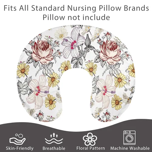 Vista 5 de Funda de almohada de lactancia, funda de almohada elástica para lactancia materna para bebés, niñas, suave y ajustada para funda de almohada