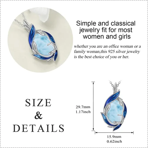 Vista 12 de LUHE Collar de plumas de piedra lunar, collar con colgante de plumas de plata de ley, joyería de regalo de Navidad para mujer
