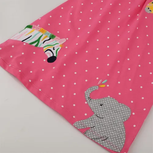 Vista 4 de Vestido casual de algodón de manga corta para niñas pequeñas, vestidos básicos para leggings Animales (Animals)